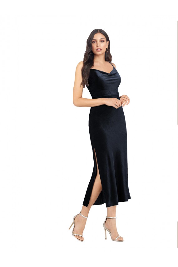 Dark Navy Cowl Neck Sleeveless Low Back Column Formal Evening Gown / Prom Dress / Bridesmaid Dress Townsville