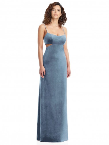Dusty Blue Square Neck Sleeveless Low Back Sheath Formal Evening Gown / Prom Dress / Bridesmaid Dress Townsville
