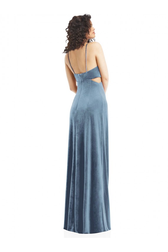 Dusty Blue Square Neck Sleeveless Low Back Sheath Formal Evening Gown / Prom Dress / Bridesmaid Dress Townsville
