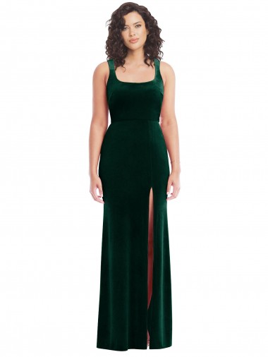 Dark Green Square Neck Sleeveless Trumpet Semi Formal Evening Dress / Prom Dress / Bridesmaid Dress Townsville