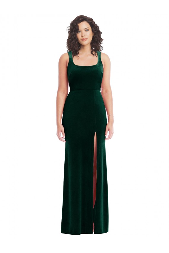 Dark Green Square Neck Sleeveless Trumpet Semi Formal Evening Dress / Prom Dress / Bridesmaid Dress Townsville