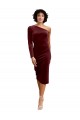 Burgundy One Shoulder Long Sleeves A-Line Black Tie Prom Dress / Bridesmaid Dress Townsville