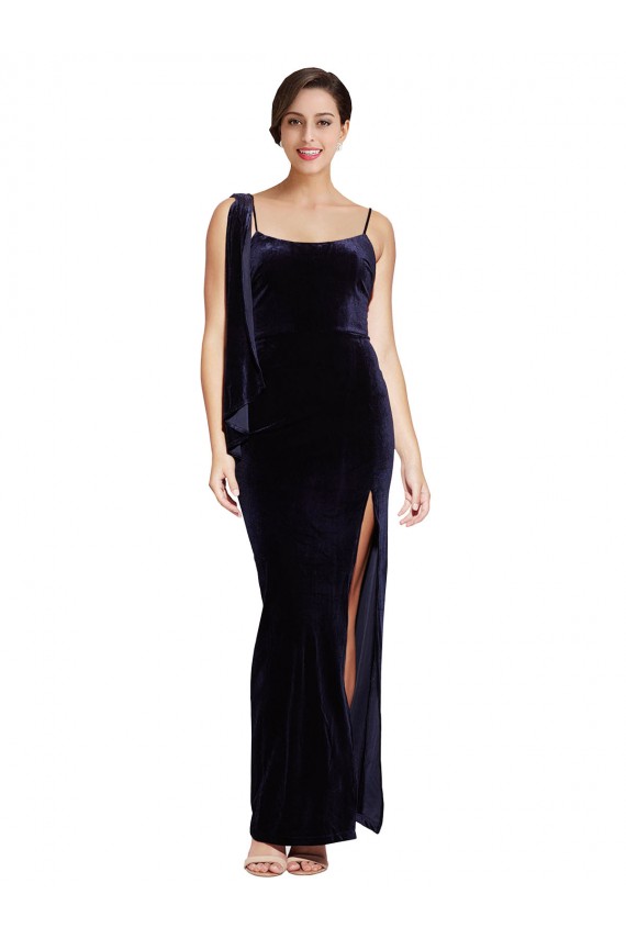 Dark Navy Square Neck Sleeveless Low Back Sheath Formal Evening Gown / Prom Dress / Bridesmaid Dress Townsville