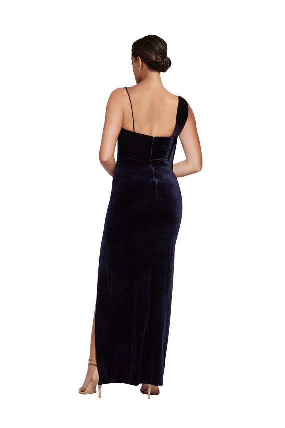 Dark Navy Square Neck Sleeveless Low Back Sheath Formal Evening Gown / Prom Dress / Bridesmaid Dress Townsville