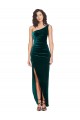 Dark Green One Shoulder Sleeveless Low Back Sheath High Low Evening Gown / Prom Dress / Bridesmaid Dress Townsville