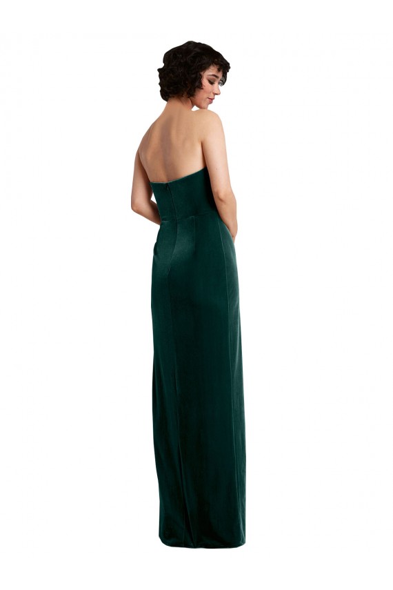 Dark Green Strapless Sleeveless Low Back Sheath Black Tie Evening Gown / Prom Dress / Bridesmaid Dress Townsville