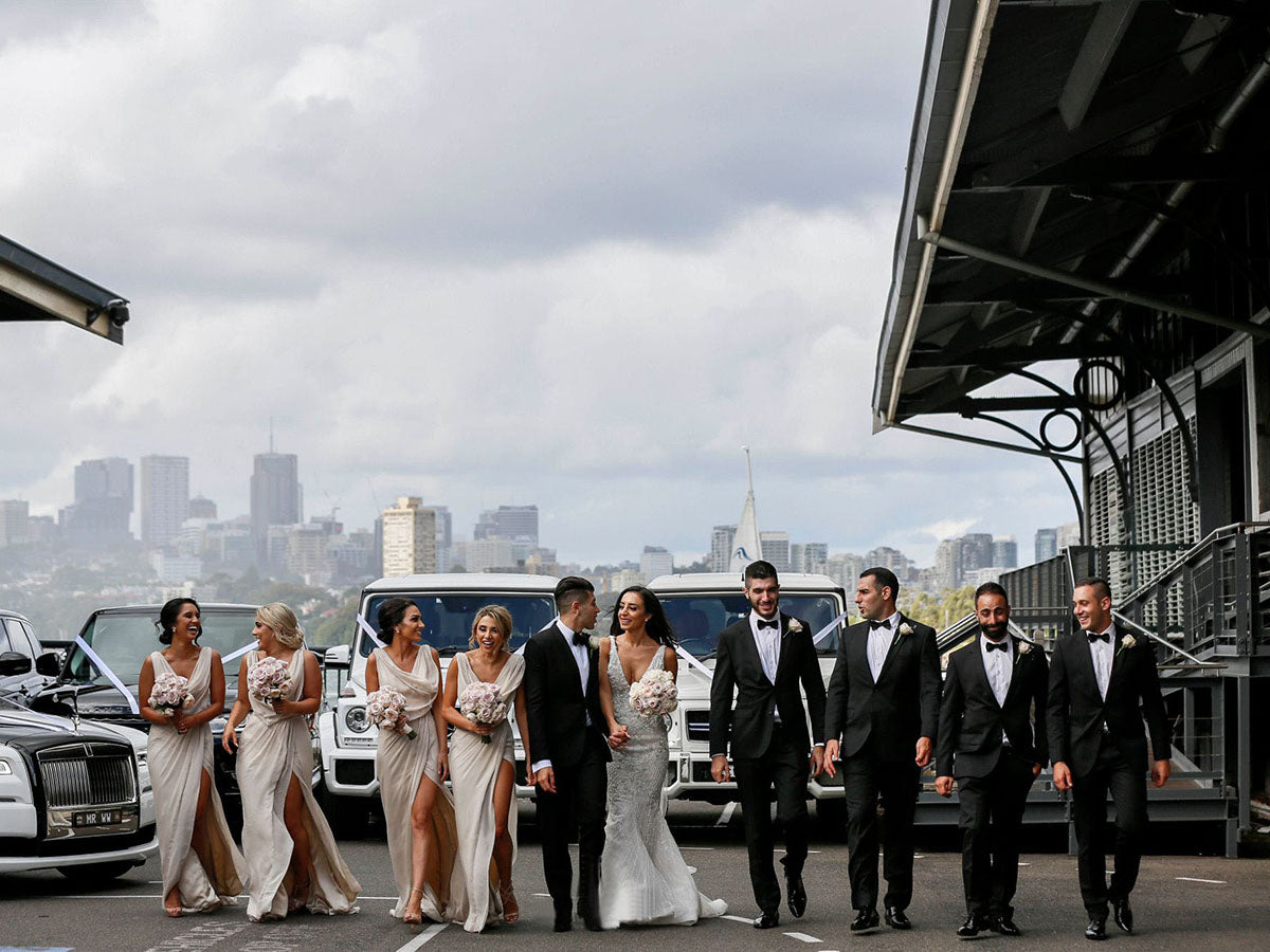 Full Length Luxe Chiffon Long Champagne bridesmaid dresses Townsville with Sexy High Slit and Front Ruffles